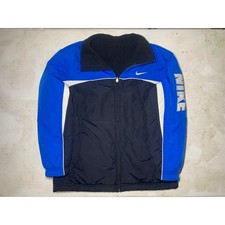 Nike Reversible Jacket Kids Large Blue Black Fleece Full Zip Y2K