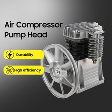 3HP Piston Air Compressor Pump Motor Head Twin Cylinder Oil Lubricated &Silencer