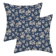 Spring Flower Pillow Covers 18x18 18" x 18" Pack of 2 Navy Blue Floral
