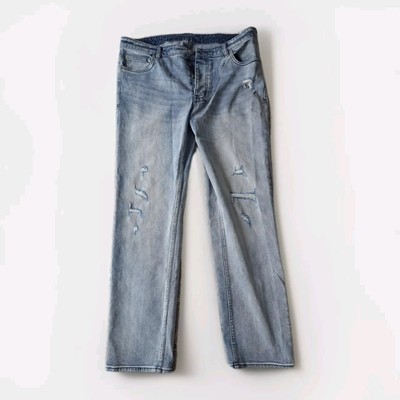Ksubi Hazlow Jeans Men's 38x32 Light Blue Straight Leg Distressed Denim Rare