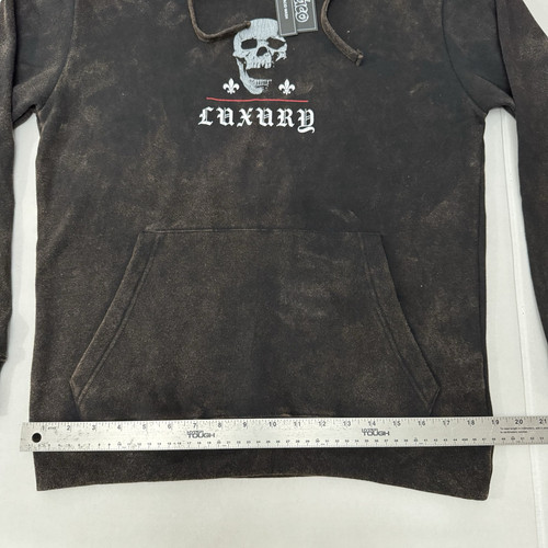 Taco Tuesday Hoodie Pullover Skull Luxury Gothic Grunge, Brown Acid Wash, Size S - Picture 13 of 15