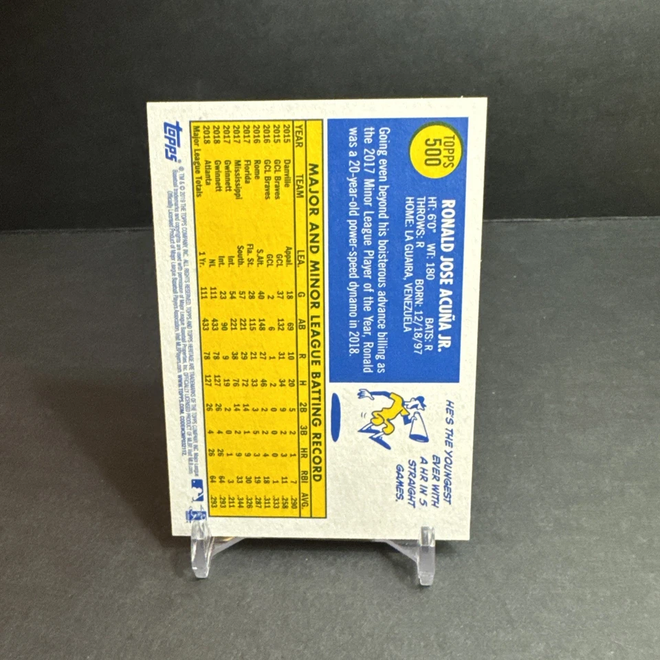 2018 Topps HOLIDAY MEGA ROOKIE Baseball #HMW50 Ronald Acuna Jr. EX/NM - Image 2 of 2