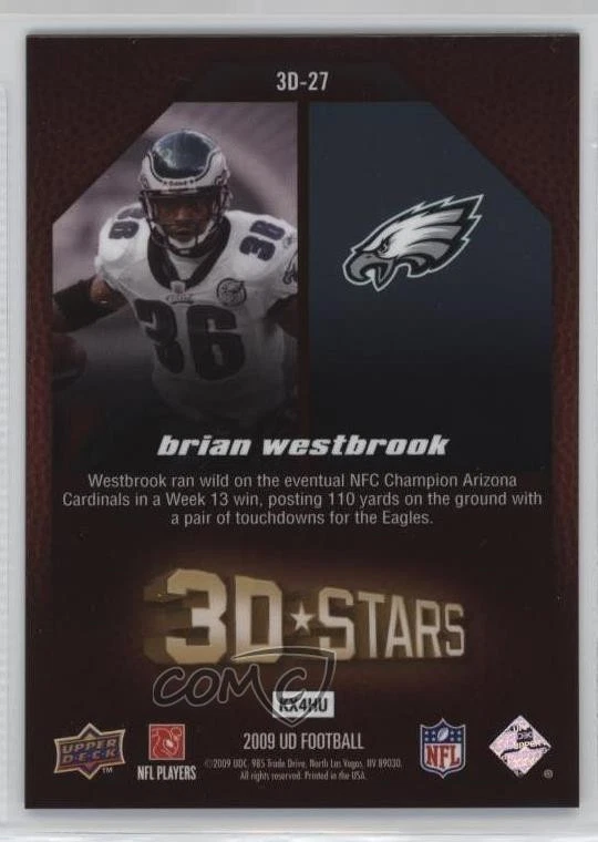2009 Upper Deck 3D Stars Brian Westbrook #3D-27 - Image 2 of 2