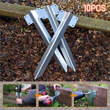 10 Pack 44cm Railway Sleeper Brackets Garden Edging Border Steel Edging Stakes