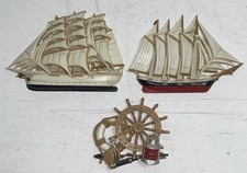 Vintage 3 peace Wall Hanging Burwood Nautical Set #3331-2 USA Made
