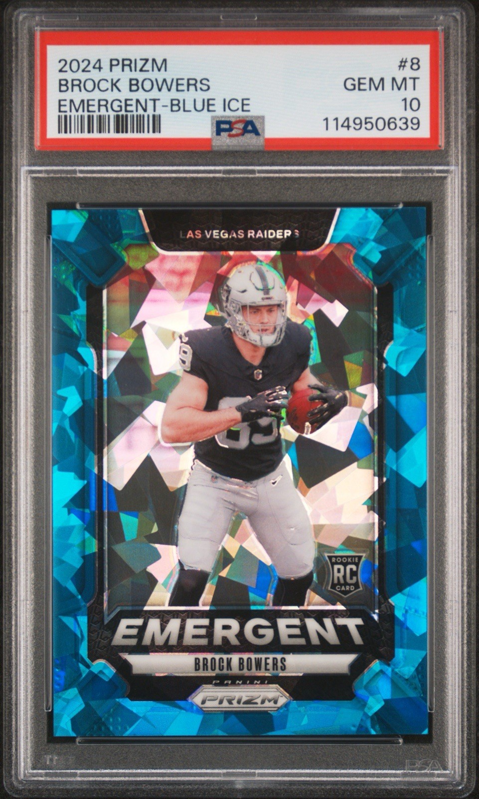 Brock Bowers Panini Prizm Emergent #8 Blue Ice