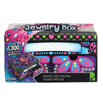 ArtSkills Glitz Your Own Jewelry Box Self-Adhesive Gems, Glitter, Stickers, Girl