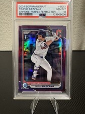 2024 BOWMAN DRAFT TRAVIS BAZZANA CHROME-PURPLE REFRACTOR /250 PSA 10