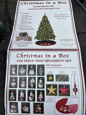 Christmas in A Box 112 Tree Set 60 Glass Ornament Top (damaged Box) (M)