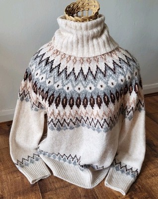 F&F Rollkragenpullover Nordic, Scandi, Fair Isle Golddetails Medium