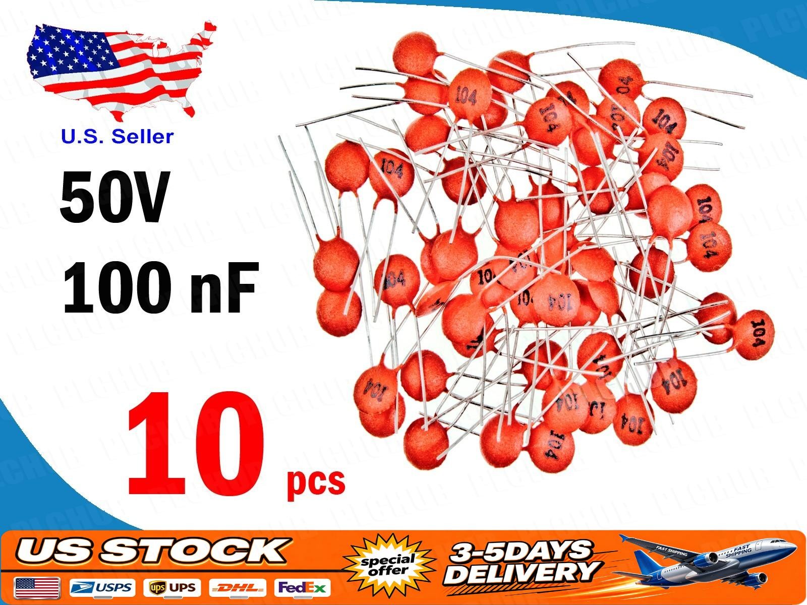 50V 104 100nF (10 pcs) 0.1uF Ceramic Disk Capacitors