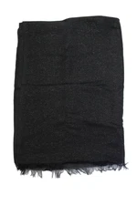 Fraas Womens Metallic Woven Fringed Detail Wide Scarf Solid Black Size 76" X 28"
