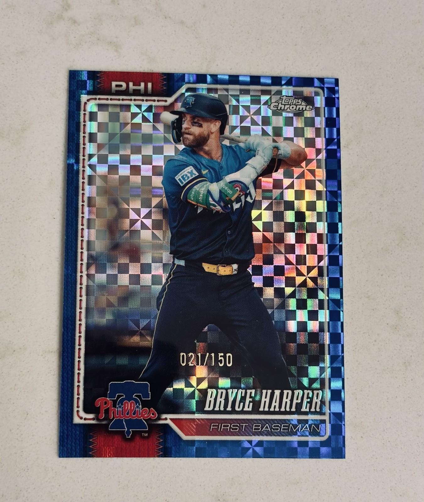 Topps 2026 Topps Chrome Bryce Harper Phillies #244 Blue Refractor /150