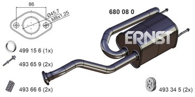 ERNST Endschalldämpfer Nachschalldämpfer 680080 für HONDA JAZZ 3 GG1 GE6 GG3 GG6