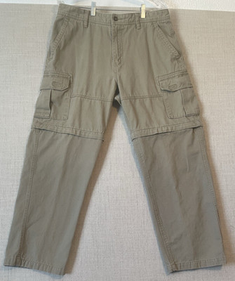 Weatherproof Convertible Cargo Pants/Shorts Men 34x30 (34x28) Tan Fishing Hiking