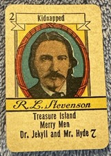 Vtg 1935 AUTHORS by RUSSELL CARD GAME Replacement Card 2 R L Stevenson