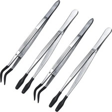 oson 4 Pieces Rubber Tipped Tweezers PVC Silicone Tip Tweezers Coated