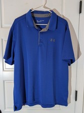 Under Armour Polo Mens XXL Blue Performance Golf Shirt Loose Fit