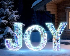 5 FT Lighted Prismatic JOY Sign 3Pcs 3D Christmas Yard Deco with 135 LED Lights