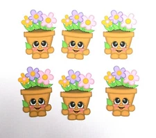 Flowerpot Cuties  Cardstock  Pre colored images Scrapbooking or Card Making