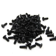 100pcs M2.5 x 6mm Black Phillip Wafer Flat Head Machine Screw Bolt Laptop Bolt