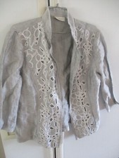 Chico's artsy modern pewter gray cardigan jacket 1 unlined s m linen blend