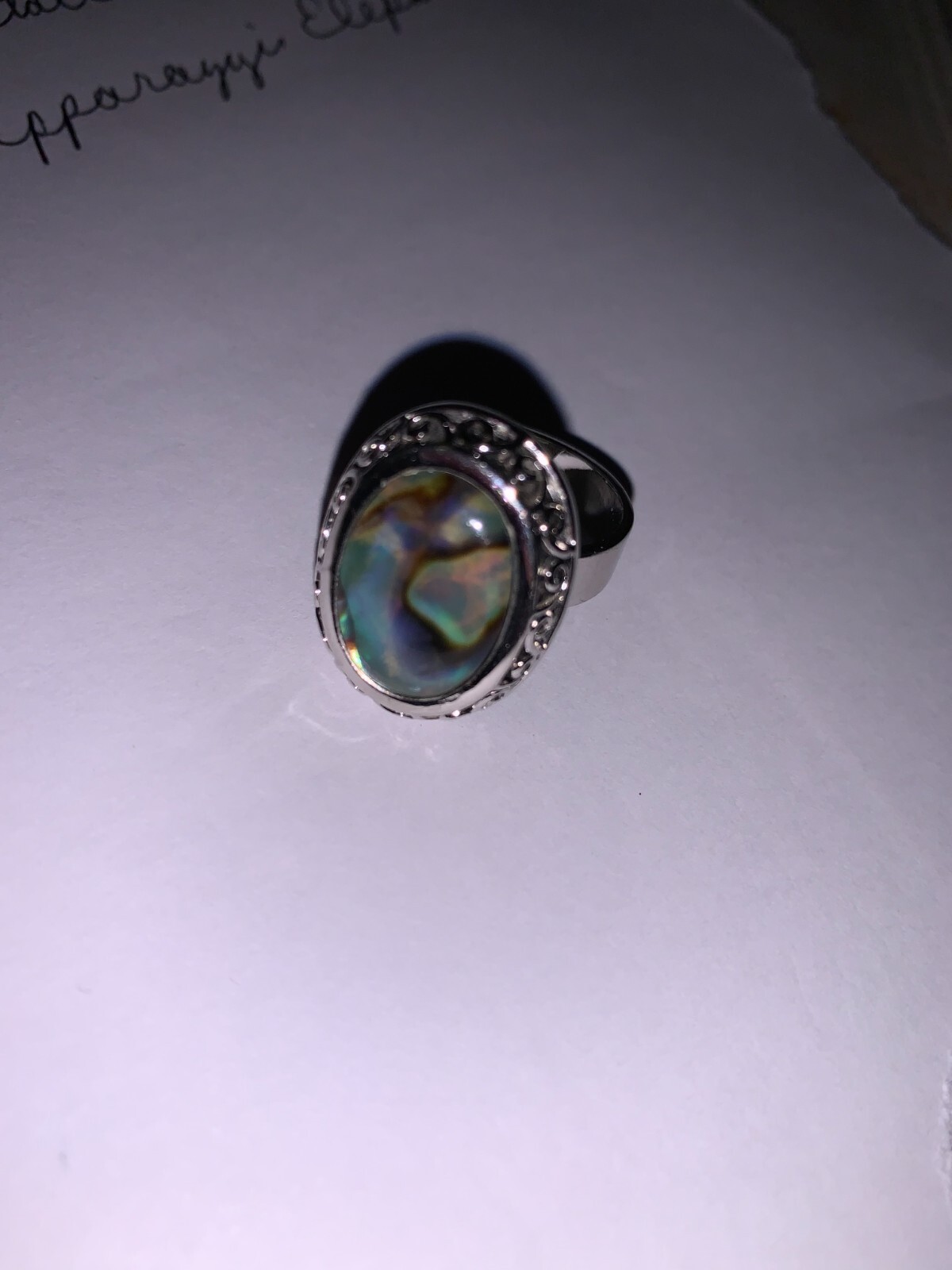 Cookie Lee Ring Adjustable Large Abalone stone MU… - image 1