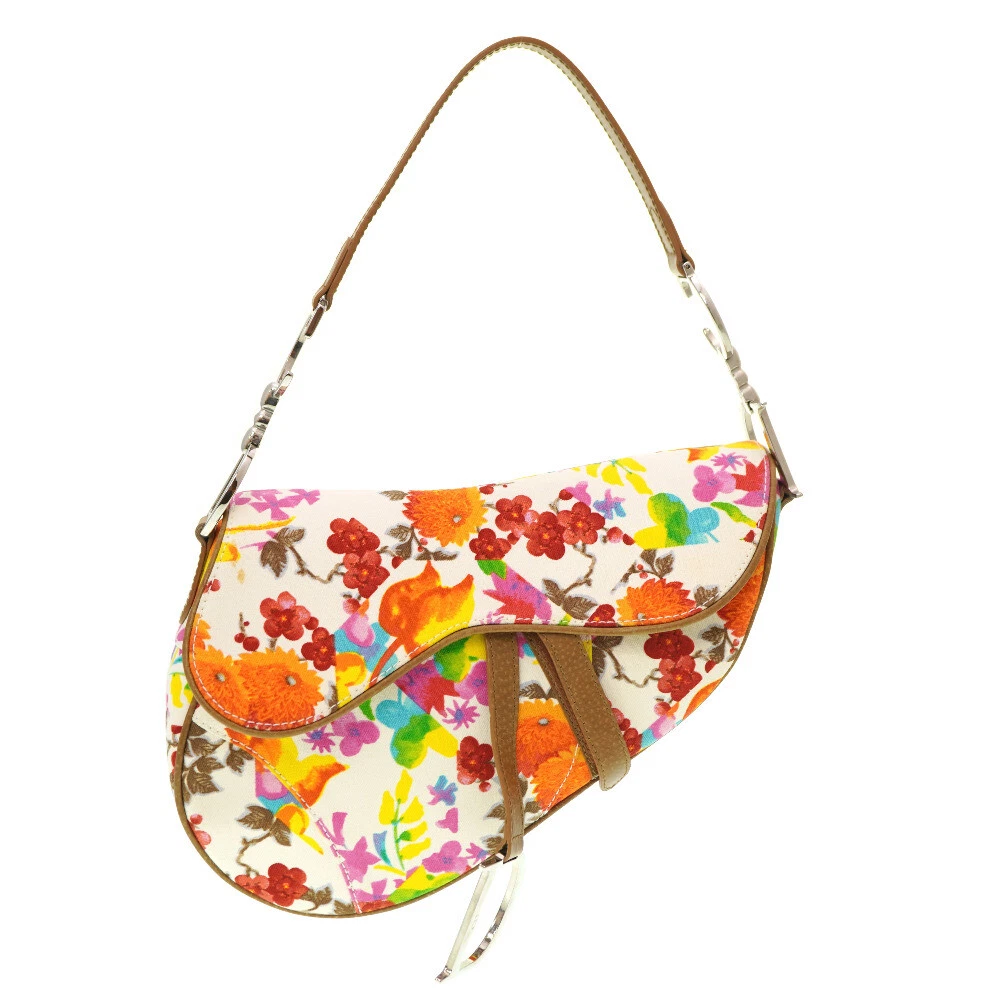 AUTHENTIQUE sac bandoulière selle Dior multicolore sac bandoulière toile/cuir 0025