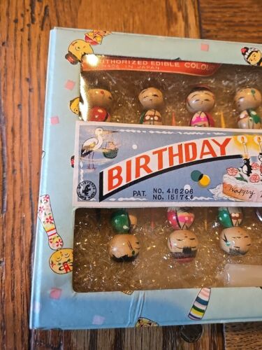 Vintage Kokeshi Wooden Birthday Candles Cocktail Picks Mid-Century Barware Japan - Picture 2 of 9