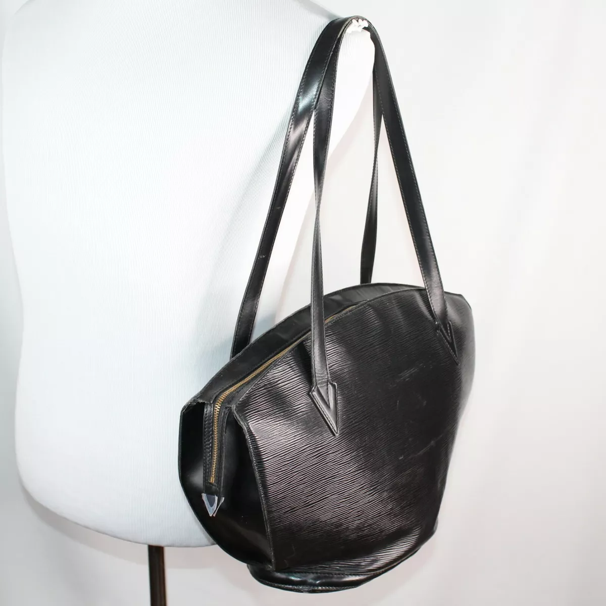 A Vintage Authentic Louis Vuitton St Jacques Black EPI Leather Bag Handbag