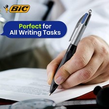 BIC 4-Colour Grip Pro Penna A Sfera 3 In 1 | Punta 1.0 Mm (tratto 0.7 Mm) | Blu/Rosso/Nero/Verde | Confezione 12 Pezzi