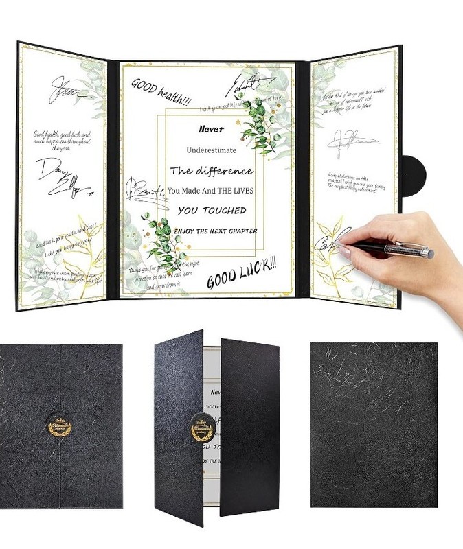 Black Gold Retirement Party Decorations,Giant Happy Retirement Guestbook Certif