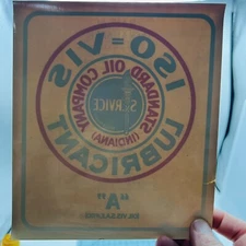 Vtg Standard Oil Co ISO VIS Lubricant A Can Water Transfer Label 8” X 7” Decal