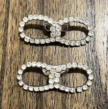 Vintage Bow Shaped Rhinestone Shoe Clips