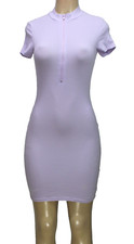 But Fierce Women's Dress Stretch Short Sleeve Ribbed Purple Size S