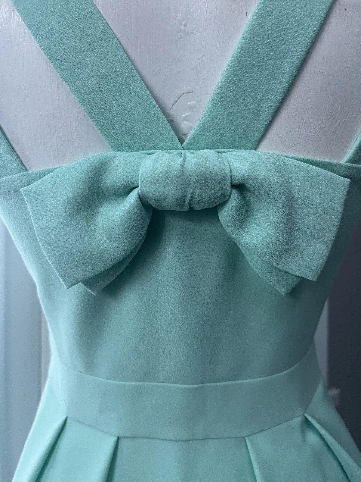 Abito verde Kate Spade come nuovo crepe fiocco abito verde US 2 UK 6