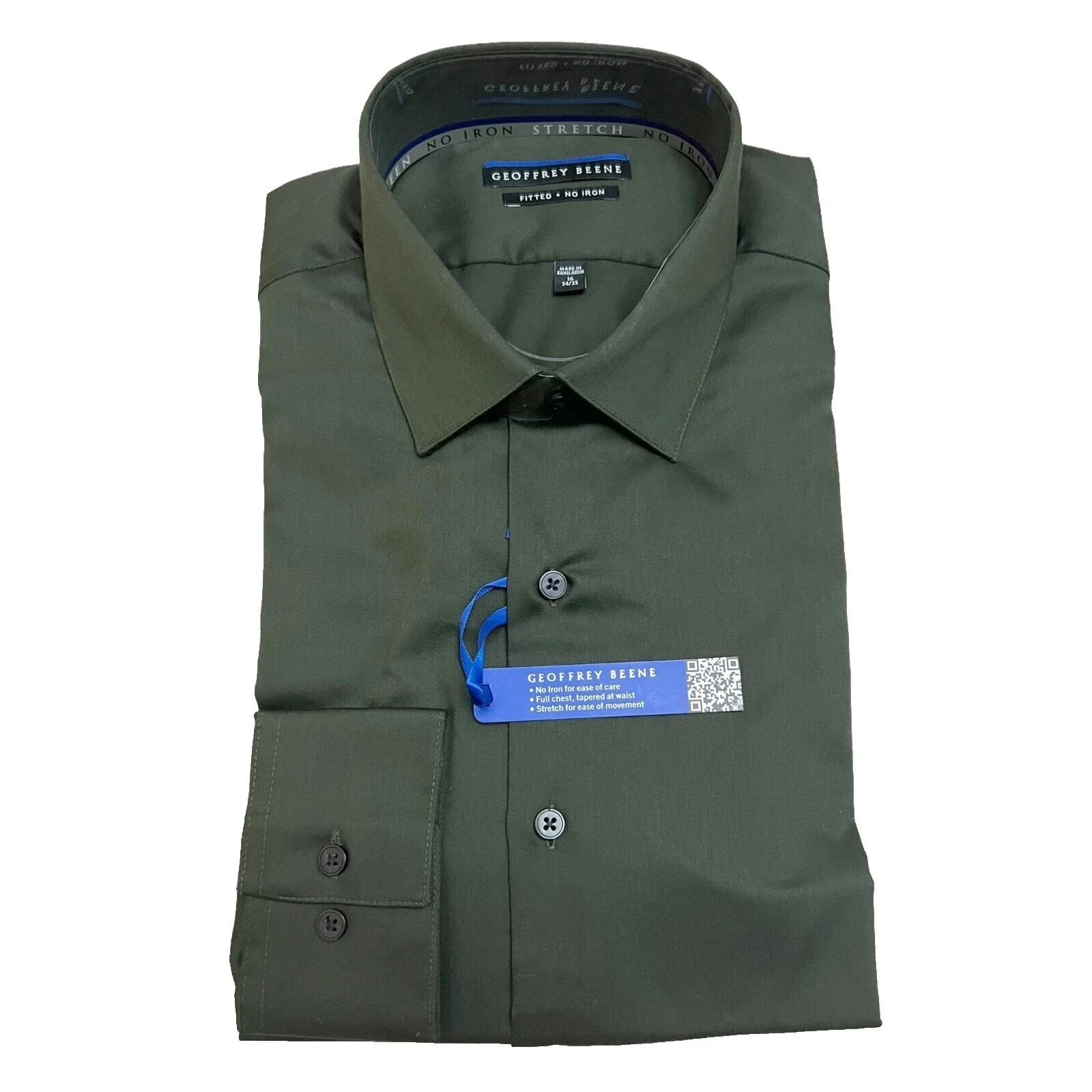 Geoffrey Beene Cotton Blend Long Sleeve Solid Dress Shirts for Men