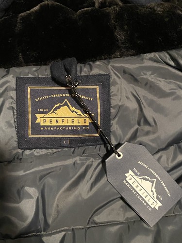 NWTS PENFIELD Milton Melton Wool Blend Down Duffle Coat Jacket Navy Men's Sz L - Picture 10 of 12