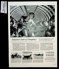1943 Curtiss Wright Airplane Mfg Chungking Plane Military Vintage Print Ad 37895