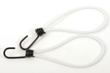 6MM x 250MM WHITE BUNGEE HOOK TIES - SHOCK CORD LOOP WITH PLASTIFIED METAL HOOK