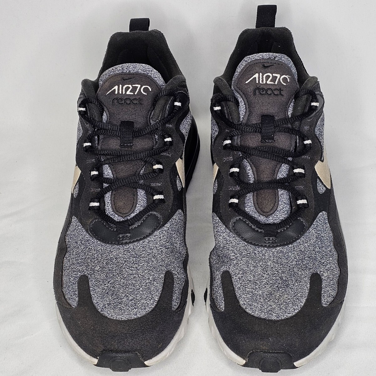 Nike Air Max 270 React Running Shoes Mens 8 Black Gray 