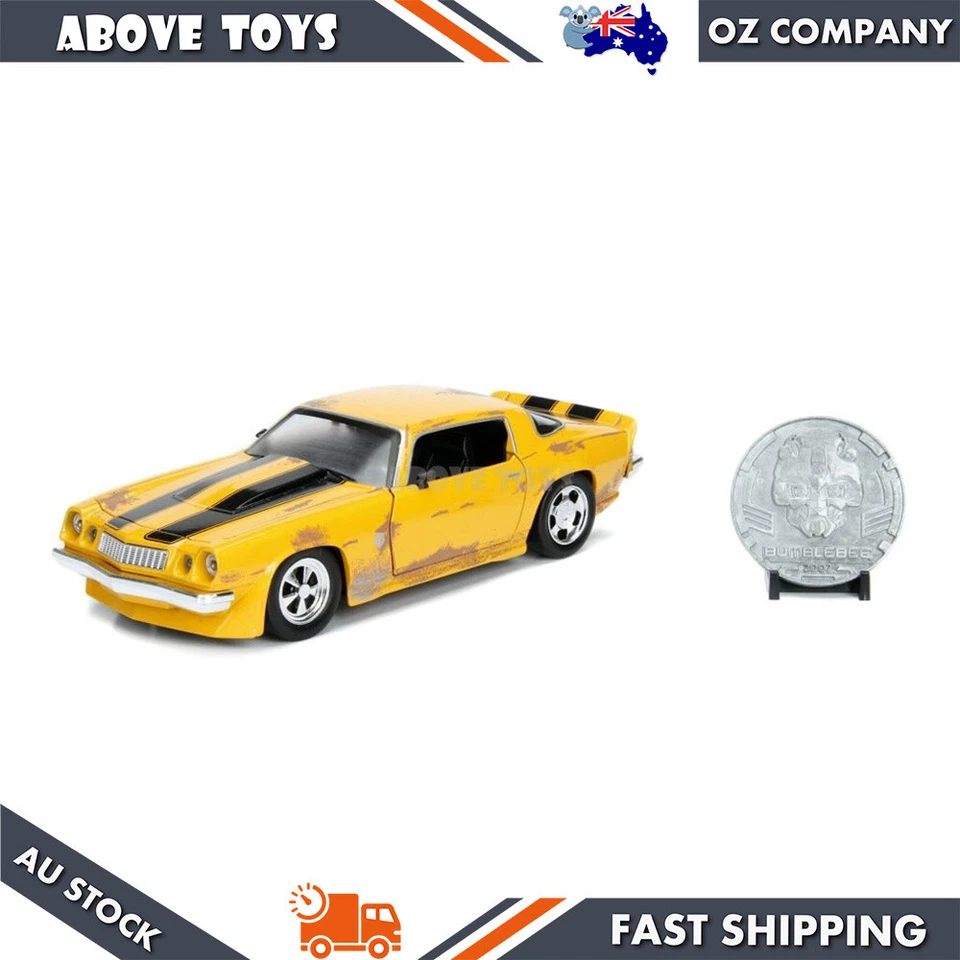 Jada 1:24 1977 Chevy Camaro Transformers Bumblebee & Collectible Coin Car Model - Image 3 of 3