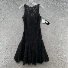 VTG Sue Wong Dress 4 Black Beaded Lace Overlay 20s Goth Witchy Art Deco Flapper