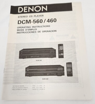 Denon DCM-560/460 Stereo CD Player Operating Instructions-Original