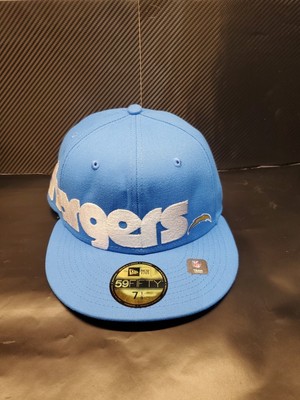 New Era 59FIFTY 7 1/8 Powder Blue Fitted Hat Checkerboard Brim LA Chargers