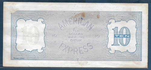American Express Travellers Cheque US $ 10 NOT SPECIMEN, 1978, XF toned - Picture 2 of 2