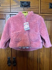 Adorable Pumpkin Patch Furry Hooded Jacket With Ears In Tea Rose 0-3 Months NWT 