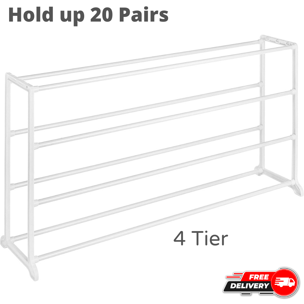 White Resin Shoe Rack Organizer for Home Office Dorm Holds 20 Pairs Men Women-image