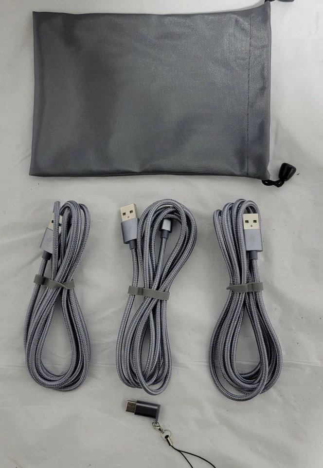 USB Type C Cable OULUOQI C 3 IN Pack (6ft) Nylon 6ft+Gray TOTAL 3 NEW - Image 2 of 3