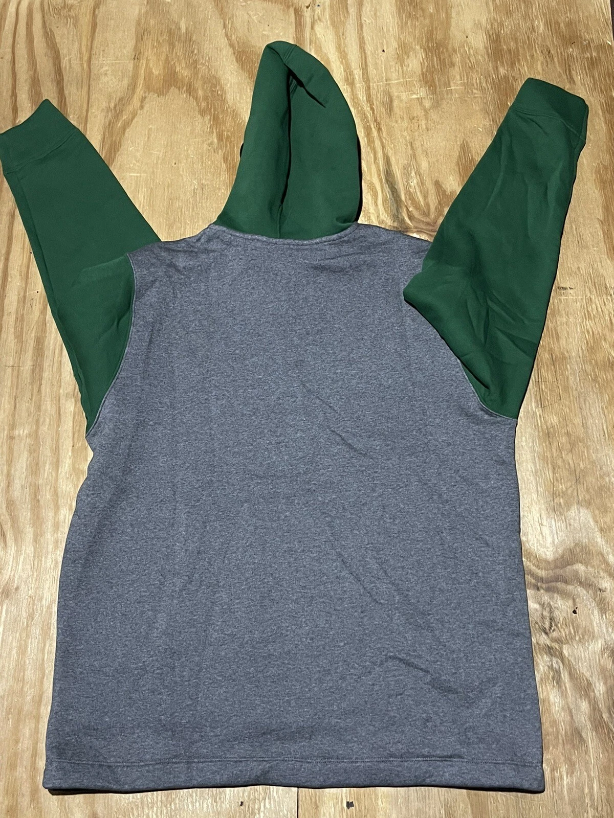 VETEMENTS Felpa con cappuccio New York Jets Nike uomo L 2 toni grigio verde pullover nuova! @i9